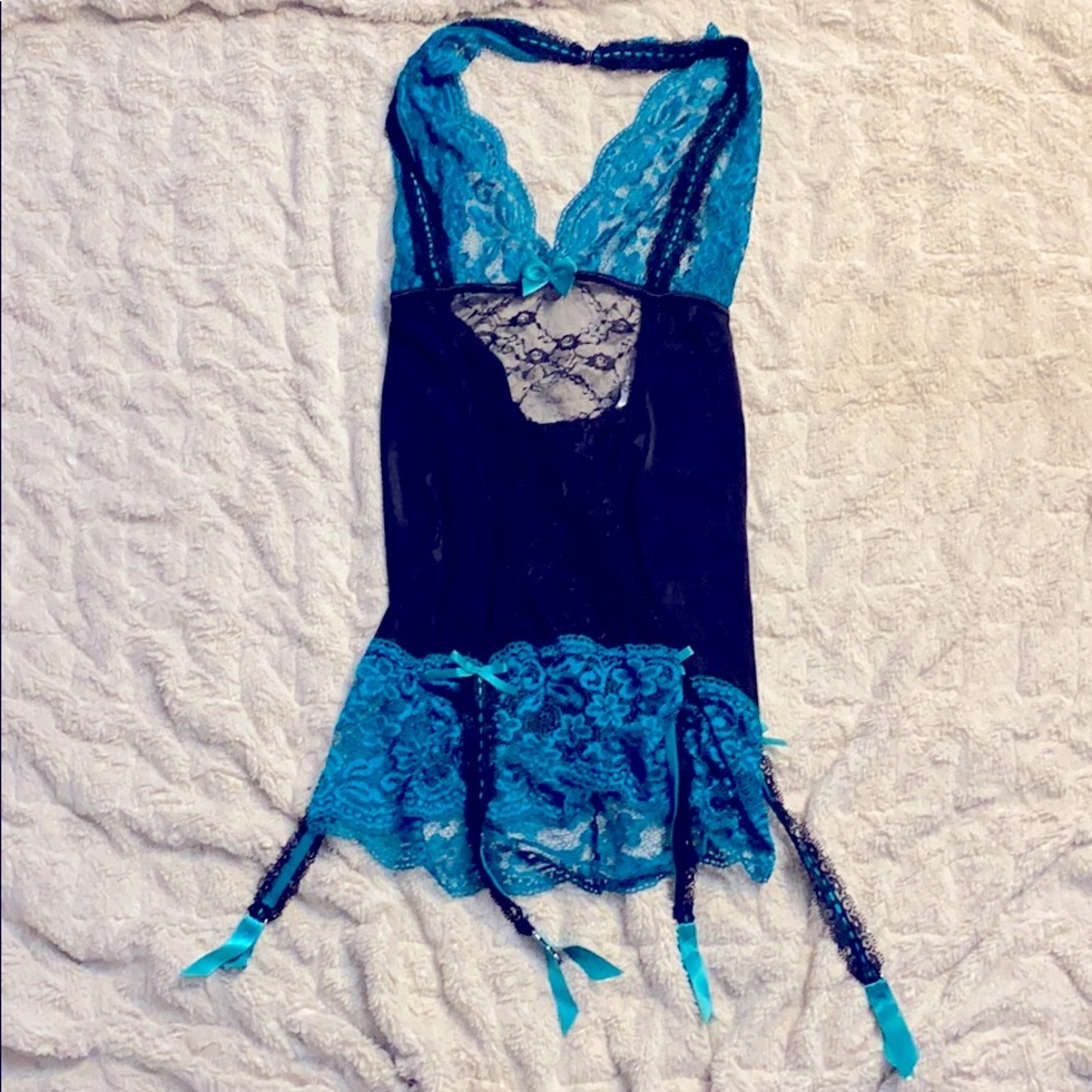 Halter lingerie dress with garter